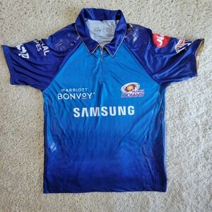 Mumbai Indians Cricket Jersey Blue Quarter Zip Mens Size Lare